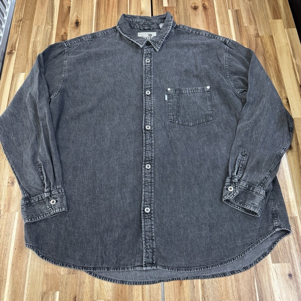 Levi Silver Tab Shirt Mens L Gray Oversized Long Sleeve Button Up Denim Classic